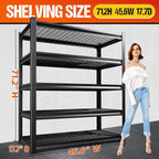 71" H Garage Shelving Heavy Duty Storage Shelves, Adjustable Metal Shelving Unit, Utility Garage Organizer Shelf for Basement, Pantry, Kitchen, Warehouse, Supermarket, 45.6" Wx17.7 Dx71.2 H