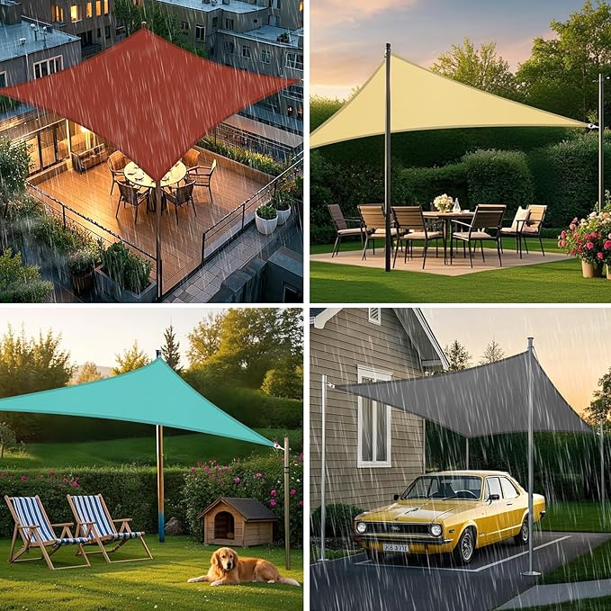 Artpuch Waterproof Sun Shade Sail, 10'x13' Sand Rectangular, UV Resistant Rain Canopy, Curved Edges Shade Cloth for Outdoor Patio, Deck, Yard (Customizable)