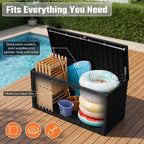 Greesum 110 Gallon Outdoor Storage Box with Lockable Lid, All-Weather Solution for Patio Furniture, Pool Supplies & Garden Tools, Waterproof, UV-Resistant Large Deck Box, Black
