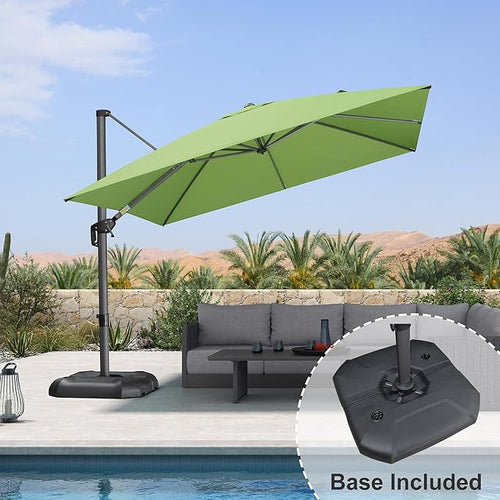 10 Feet Square Cantilever Umbrella Patio Umbrella – Green, 10Feet