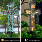 Solar Cross Garden Stake Lights 38inch Outdoor Waterproof Memorial Garden Decor 2 Lighting Modes Cemetery Decorations for Grave for Remembrance Gifts & Sympathy Gifts (Blue Cross)