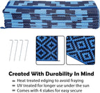 SAND MINE Waterproof Outdoor Rug 9x18 ft, Plastic Reversible Rug, Modern Area Rug, Large Floor Mat for Outdoors, RV, Patio, Backyard, Deck, Picnic, Beach, Camping, Blue