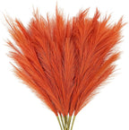 Faux Pampas Grass Stems 8 Pack, 35 Inch Burnt Orange Silk Greenery