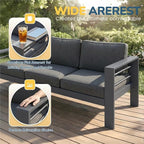 Solaste Aluminum Patio Furniture Set for All Weather, Oversized Metal Outdoor Furniture Set with 27.5" Deep Seating and 3.2" Wide Armrest, Outdoor Patio Sofa with 10" Back Suport Cushion