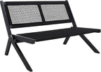 SAFAVIEH Outdoor Collection Kobina Black Acacia Wood/Black Rope Foldable Bench