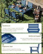 GREENVINES Outdoor Dining Chair | HDPE | Patio Chairs | All-Weather | Blue