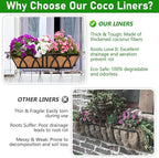 Riare 4 Pack 24 Inch Rectangle Coconut Liners for Planters, Natural Coconut Fiber Planter Liners, Window Box Liner Trough Coco Liner for Outdoor Flower, Garden Wall, Deck & Fence Planter Boxes