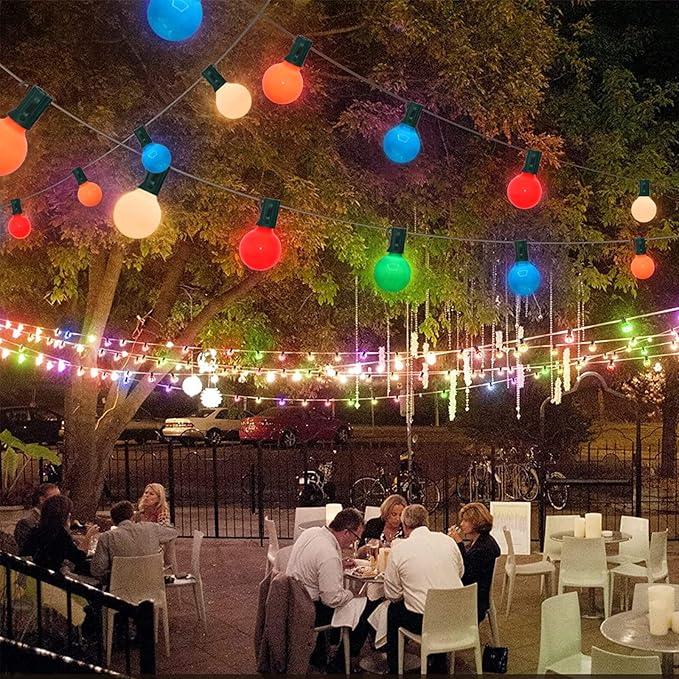 String Lights, 25 Ft G40 Ceramic Multicolor Bulbs, Indoor and Outdoor Use