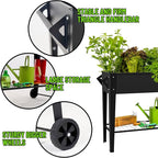 Elevate 32" Tall Raised Garden Bed Outdoor with Wheels & Shelf for Mobility, 400LBS Capacity, Anti-Rust Steel Planter Box for Vegetables/Herbs, Patio-Balcony-Backyard