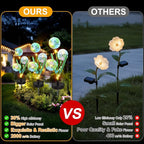 Upgraded Solar Garden Lights, 4 Pack Outdoor Solar Lights, Bigger Round Panel for 40-Hour Runtime, Serve as Outdoor & Indoor Decor, Waterproof Flower Lights for Patio Yard Decoration