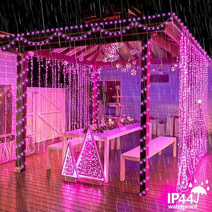 String Lights 165ft 500 LED Pink, Waterproof with Memory and Timer