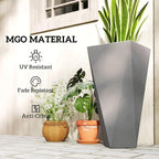 Outsunny Set of 3 Tall Planters, 28.75", 24.5", 20.5", MgO Indoor Outdoor Planters with Drainage Holes, Stackable Flower Pots for Garden, Patio, Balcony, Front Door, Gray