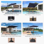 PURPLE LEAF 8' X 8' Patio Umbrella for Pool 7' High Offset Outdoor Cantilever Umbrella Swimming Pool Umbrella with 360°Rotation for Poolside Navy Blue