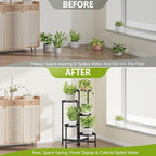 5 Tier Plant Stand Indoor, Tiered Plant Stand Outdoor for Multiple Plants, Corner Plant Shelf for Patio Balcony Porch Garden Living Room House, Black