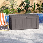 Patiowell 120 Gallon Large Deck Box, Outdoor Lockable Storage Box for Gardening Tools, Waterproof Deck Box for Patio Furniture, Brown