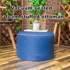 Outdoor Ottoman Outdoor Ottomans for Patio 19x12 Inches Modern Lightweight Foam Stuffed Pouf Outdoor Footstool Footrest Foot Stool Waterproof (Blue)