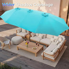 SUPERJARE 15FT Outdoor Umbrella for Patio, Double sided Pool Umbrellas with Fade Resistant Canopy, Large Table Umbrella for Deck, Market, Backyard - Light Blue