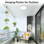 USLAI Macrame Plant Hanger Indoor Outdoor, Fits 4 to 15 Inch Pots, Strong Hanging Planter Holder, Boho Home Decor, 72+35 Inch, Ivory (POTS NOT Included)