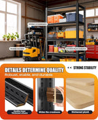 Set of 2 Garage Shelving Heavy Duty Storage Shelves, Metal Adjustable Shelving Unit, Utility Garage Organizer Shelf for Basement, Pantry, Kitchen, Warehouse, 15.7" Dx35.4 Wx71.2 H, Black