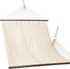 Lazy Daze Hammocks 10.5 FT Double 2 Person Caribbean Rope Hammock, Hand Woven Polyester Hammock with Spreader Bars, for Outside Outdoor Backyard Patio Poolside, 450 LBS Capacity, Cream