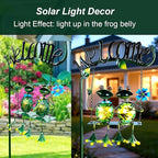 HONGLAND Solar Lights Outdoor Waterproof, Frog Swing Garden Decor, Frog Decorative Stake with Welcome Sign Landscape Patio Yard Gifts for Women Mom (48 inch)