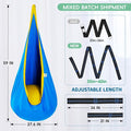 Hammock Chair for Kids, Blue and Yellow Cotton Canvas Pod Swing