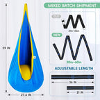 Hammock Chair for Kids, Blue and Yellow Cotton Canvas Pod Swing