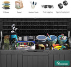 YITAHOME 80 Gallon Outdoor Storage Box, Large Waterproof Resin Deck Box, Indoor Outdoor Lockable Storage Container for Patio, Garden, Cushions, Tools, Equipment (Dark Gray)