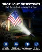 HGGH Solar Lights Outdoor Waterproof IP67, 60 LED 3 Lighting Modes Solar Spot Lights Outdoor for Yard Garden Pathway Landscape, Auto On/Off, Function 2 in 1(Cool White, 4 Pack)