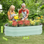 WORKPRO 2PK 4x2x1ft Galvanized Raised Garden Bed Set, Rust & Corrosion Protection, Easy Assembly, Safe Edge, Ideal for Vegetables & Flowers, Light Green