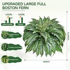 2 Pack Large 88 Leaves Artificial Ferns for Outdoors Look Real, Fake Large Faux Boston Ferns for Outdoor Planter Realistic UV Resistant Artificial Fake Plants for Porch Patio Hanging 47 inch