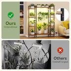 C1 Plant Stand Indoor with 6 Grow Lights, 6 Tiered Large Metal Plant Stand, 55 Inches Tall Plant Shelf with Hooks, Plant Holder Display Shelves for Patio, Garden, Living Room, Balcony
