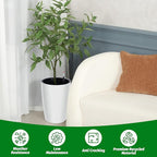 16 in Tall Planters Set of 2, Plant Pots, Self Watering Pots for Indoor Plants, Flower Pots with Built-in Drainage and Visual Water Level Design, for Patio, Porch, Living Room, or Home Office, White