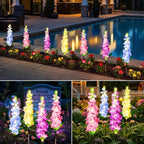 KOOPER Solar Lights Outdoor Garden Decor, 8 Pack Upgraded Delphinium Solar Garden Lights with 72 LEDs, Vivid Flowers Outdoor Waterproof for Landscape Patio Yard Decor