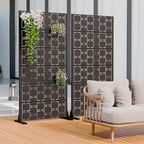 Casaphoria Metal Privacy Screen Outdoor, 60" H x 30" W Freestanding Decorative Privacy Screen for Patio Deck Balcony Garden with Stable Base, Black-Square