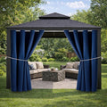 Water Proof Outside Curtains with Grommet Top for Porch, W52 x L132 Thermal Insulated Washable Light Block Outdoor Divider Drapes for Patio Gazebo Deck Pool Area Pergola Cabana (Navy)