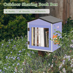 Outdoor Library Outdoor Book Box Storage Small Wooden Cabinet Little Literature Box for Neighborhoods Community and Schools Sharing Books, Flyers, Newspapers, Food and Art (B)