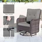 Kullavik 9 Pieces Outdoor Patio Furniture Set,PE Wicker Rattan Sectional Sofa Patio Conversation Sets with Swivel Rocking Chairs Set,Grey