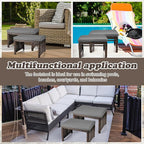 2 Pcs Patio Rattan Ottomans Outdoor Wicker Ottomans Patio Footstool Footrest with Removable Cushion Soft Zippered Cushions Function Footstool Seat Table for Backyard Balcony Poolside(Gray, Black)