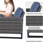 Belord Outdoor Wicker Chair Patio Chairs Set of 4, All Weather Rattan Club Chairs 4 Piece Furniture Set with Leveling Feet Water-Resistant Cushion Anti-Rust Frame