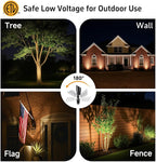 Gardenreet LED Spot Light Outdoor - Die-Cast Brass 12V Uplighting Waterproof, Low Voltage Landscape Lights Metal, Black for Fence Fountain with Bright White MR16 Replaceable Bulbs (12 Pack)