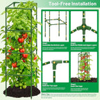 Legigo 4 Pack Square Tomato Cages for Garden- Up to 60 Inch Tomato Plant Support Stakes Cage, Heavy Duty Steel Tomato Trellis Garden Stakes for Raised Garden Bed Climbing Vegetables Cucumbers Flowers