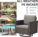 Belord 7 Piece Outdoor Furniture Patio Wicker Sofa Set, Oversize Outdoor Swivel Rocker Chairs with Rattan Ottomans, Conversation Sets Patio Furniture Come with Removable Washable
