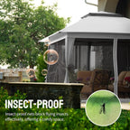 CROWN SHADES 11X11 Outdoor Pop Up Gazebo Base 10X10 Patio Gazebos Patented Center Lock Quick Setup Newly Designed Storage Bag Instant Canopy Tent with Mosquito Nettings (11x11, Gray)
