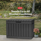 Keter Kentwood 50 Gallon Resin Deck Box for Outdoor Storage – Weather‑Resistant Balcony & Patio Box for Cushions, Throw Pillows & Garden Tools, Dark Grey