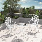 Patio Bistro Set of 2, Cast Aluminum, Outdoor Set w/Umbrella Hole, 3 Piece - Image 7