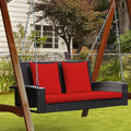 Porch Swing, 2-Seat Rattan Outdoor Swing with Cushions