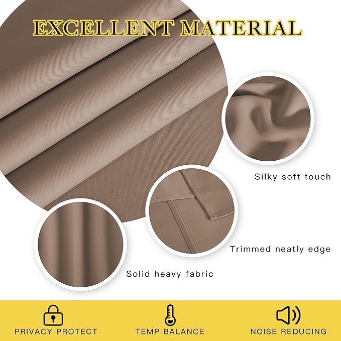 NICETOWN Grommet Top Blackout Curtain Panel - (Cappuccino Color) Thermal Insulated Room Darkening Drape for Villa/Apartment/Rental Room, 52 inches Wide by 84 inches Long, 1 Piece