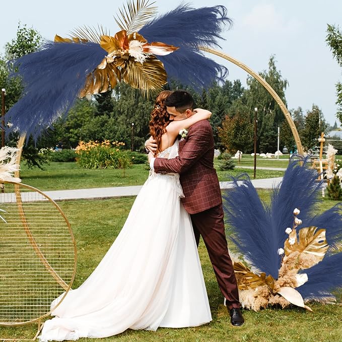 Artificial Pampas Grass Stems, 8 Pack 35-Inch Fluffy Silk Plumes in Blue
