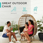 Best Choice Products Wicker Egg Chair, Oversized Indoor Outdoor Lounger for Patio, Backyard, Living Room w/ 4 Cushions, Steel Frame, 440lb Capacity - Navy